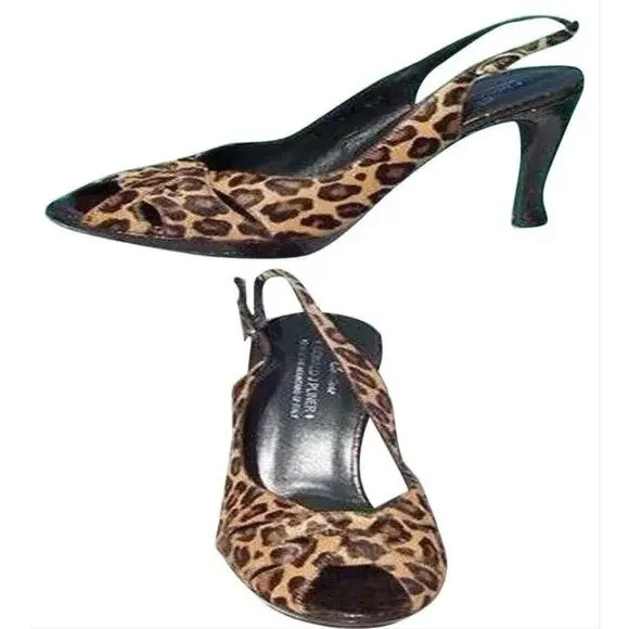 Donald Pliner Brown Gator Leather Hair Calf Shoe New Peep Toe Platform NWT $395